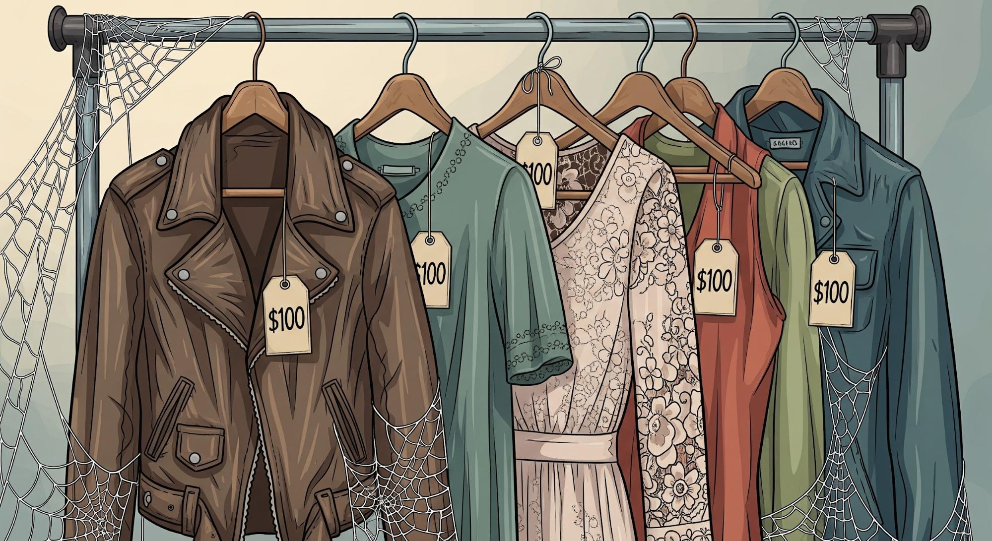 overpriced clothing rack symbolizing depop decline