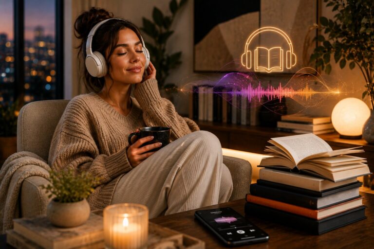 person listening to audiobook while commuting representing growing audiobook trend in 2026
